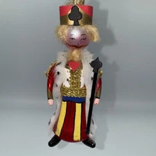Vtg De Carlini KING OF CARDS Glass Hand Blown Christmas Ornament 5”