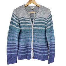 LL Bean Women's Cardigan Sweater Size M Fisherman Coastal Grandma Beachy 90s