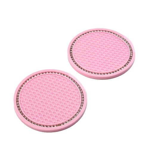 Cup Holder Mat Pink Rhinestones 2pcs Set 7cm Dia Accessories High Quality - Bild 6 von 12