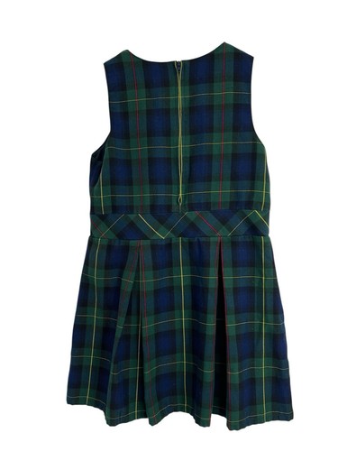 Lands End Hunter Plaid School Uniform Jumper Dress Size 7 - Picture 2 of 4