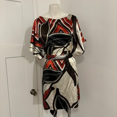 Zara Basic Size Small Red Abstract Print Mini Tie Back Career Wear Dress