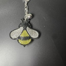 Bee Yellow Crystal Bejeweled Keychain - Rhinestone Colorful Bag Charm Gift