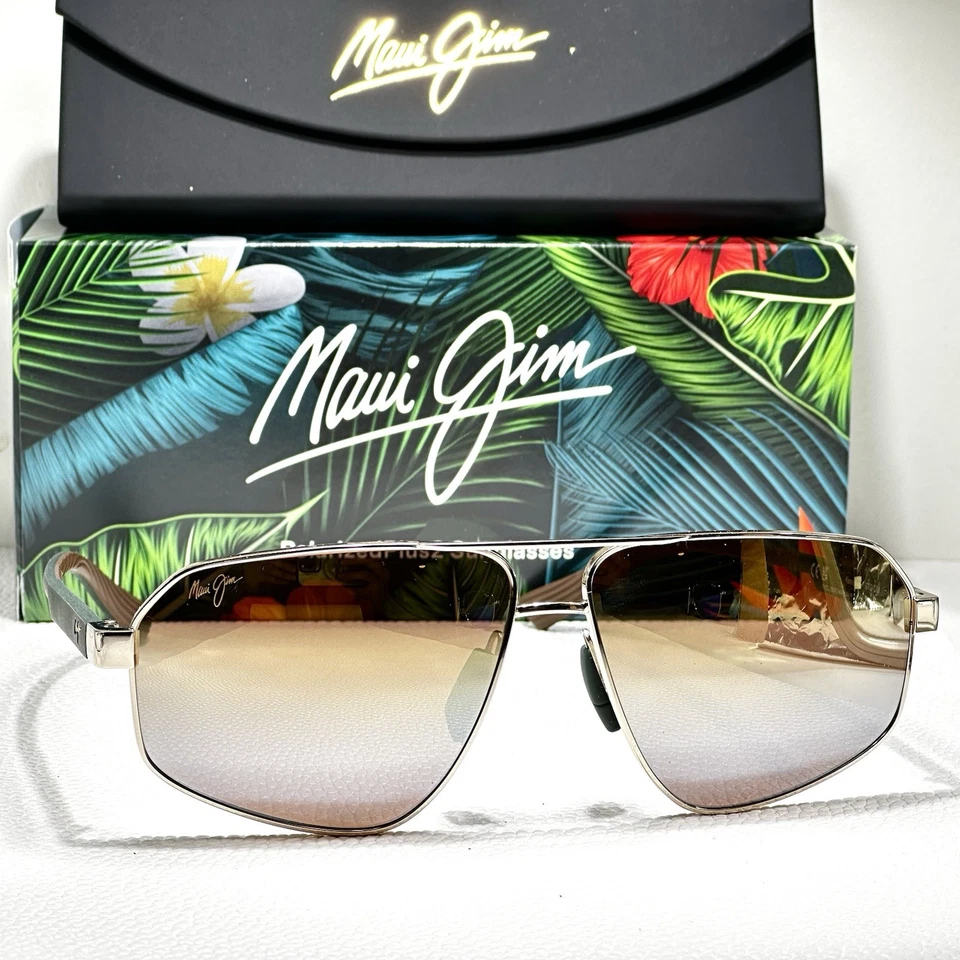 Gafas de sol Maui Jim KEAWAWA Aviator 620-16 doble espejo dorado/plateado verde Foto 3 de 4