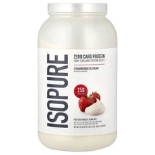 Zero Carb Protein Powder, Strawberries & Cream, 3.1 lb (1.4 kg)