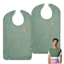 Adult Bibs for Women or Men with Crumb Catcher, Waterproof Towel Bibs for Eld...