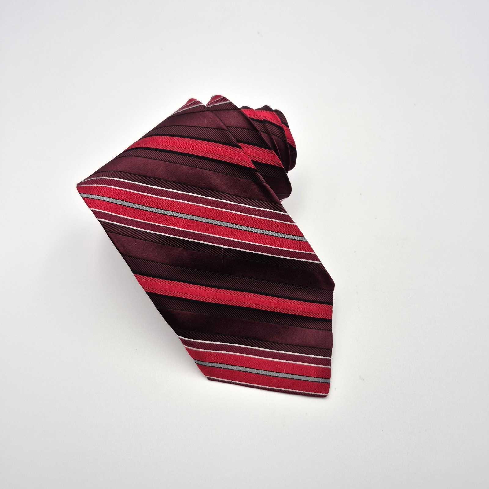 Robert Talbott Best Of Class Nordstrom Silk Tie Red Burgundy Stripe HAND SEWN