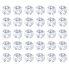 60Pcs K9 Crystal Octagon Beads 2 Holes 12mm Chandelier Prisms Clear