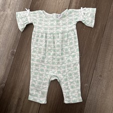 JANIE  JACK Girls Newborn Green With Butterflies Soft Cotton One Piece