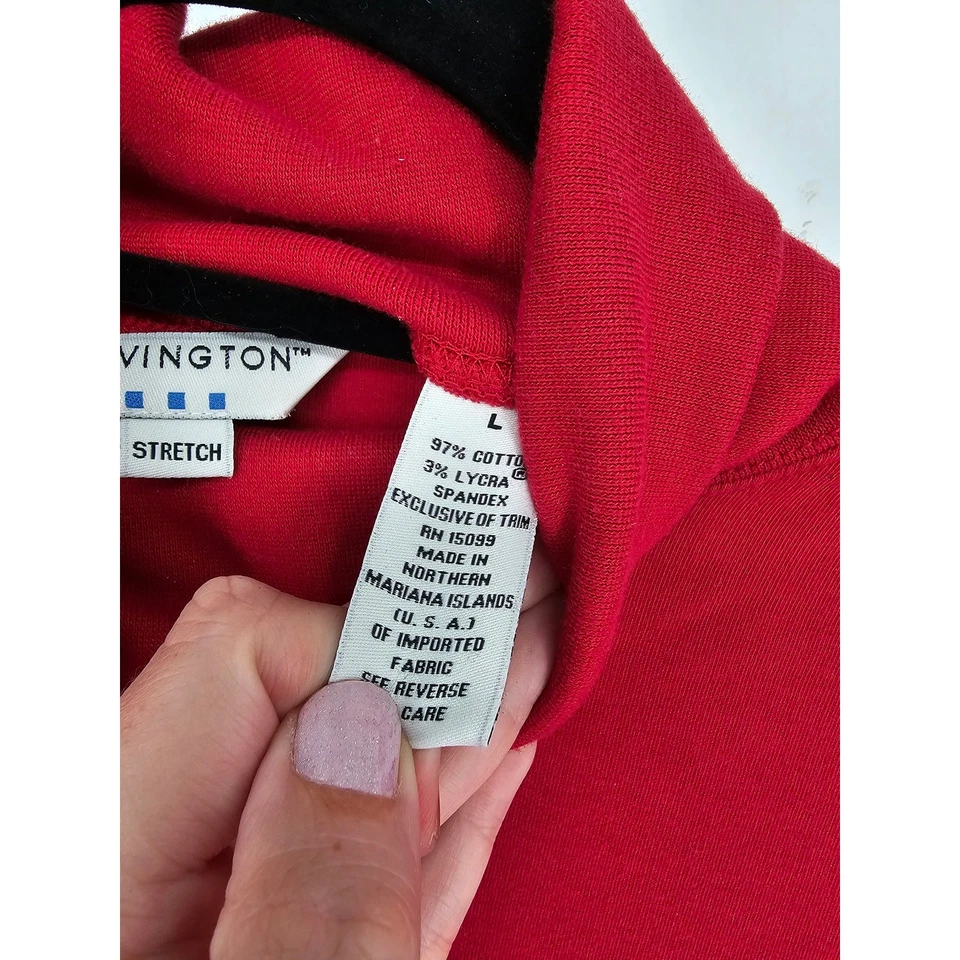 Top Covington para mujer talla L mezcla de algodón manga larga cuello alto rojo liso Foto 4 de 4