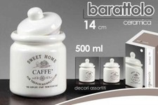 Barattolo ceramica bianca sale - zucchero - caffe' sweet home