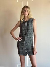 80s 90s Versace Animal Print Silk Dress Simple Designer Shift Mini Dress Zip Up
