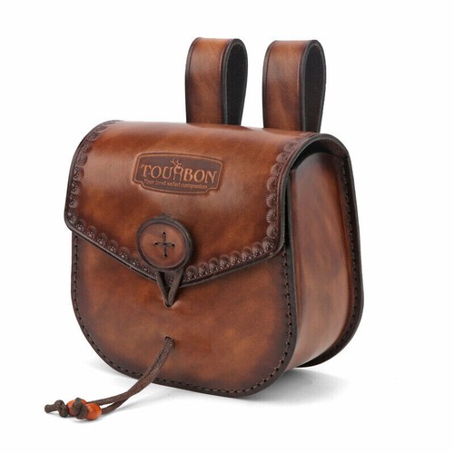 Pochette Ceinture En Cuir Tourbon Pour Munitions .22LR Et 12GA - Chasse, Tir, Réglable