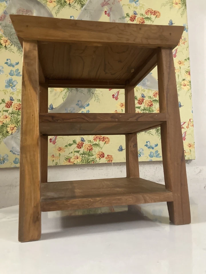 Teak End Table Arts & Crafts Mission Style by C.G. Sparks 18” Tall x 15”W x 15”W - Image 3 of 4