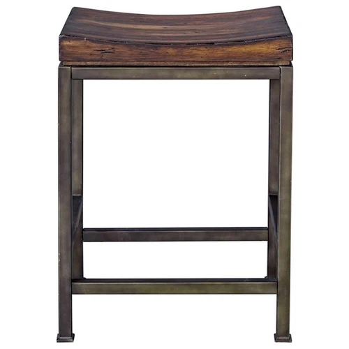 Uttermost Beck 24" Wood and Metal Counter Stool in Walnut and Brushed Steel - Picture 3 of 6