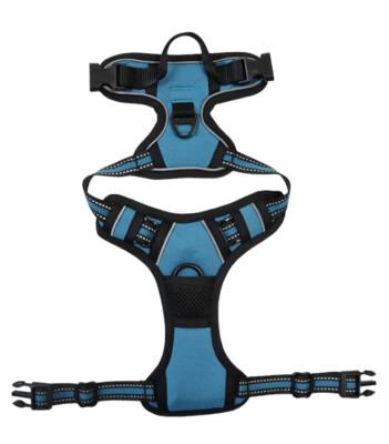 Reflective durable dog harness no choke Trap Turquoise size medium brand new