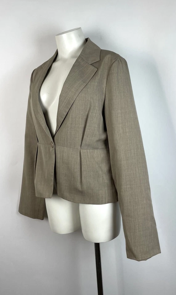 Blazer Chaqueta Tex By Max Azria Ligera Taupe Talla M Foto 3 de 4