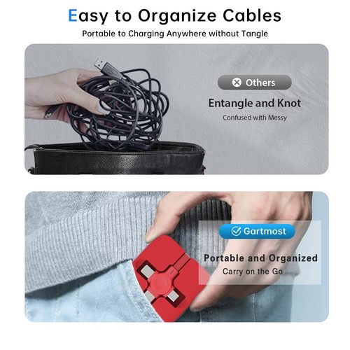 6 Pcs 3 in 1 Retractable Multi Charging Cable (3.28FT) with USB C/Micro USB/IP - 第 5/11 張圖片