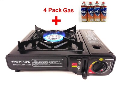 Uniware Portable Butane Burner Stove (4 fuel cans included)