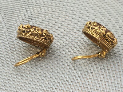 Boucles D'Oreilles Vintage - Camée En Verre - Occasion - Bijou Rétro Et Élégant
