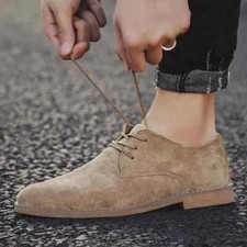 Dress Formal Suede Leather Shoes Oxfords Lace up Pointy Toe Business Casual Men