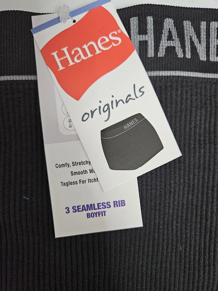 Paquete de 3 boyfit acanalados sin costuras grandes Hanes Originals para mujer negro tostado nuevo con etiquetas Foto 2 de 4
