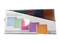 NEW SEALED Pack of 50 Verbatim CD/DVD Storage Color Slim Jewel Cases 94178