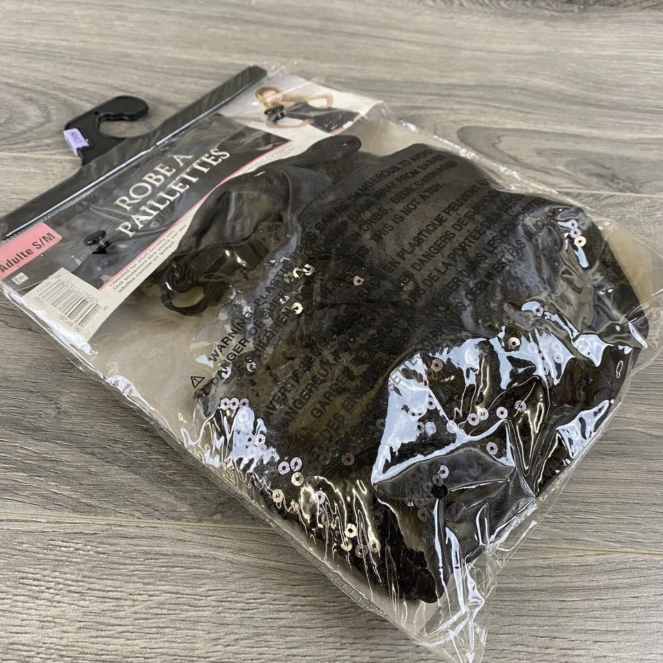 Sexy Basic Black Sequin Dress Halloween Costume Adult S/M Fancy Dress Up - Image 3 of 4