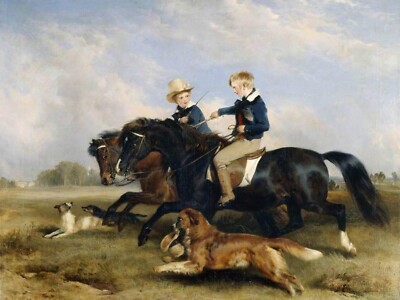 Oil Sir-Edwin-Henry-Landseer-The-Honourable-E.-S.-Russell-and-His-Brother horses