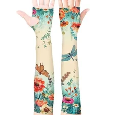  Gardening Sleeves for Women Farmers Sun Protective UV Colorful-flowerdragonfly