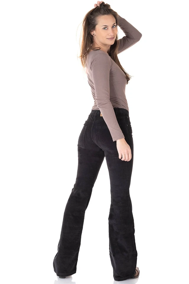 Comycom Damen Cord Bootcut Hose SlimFit schwarz - Bild 4 von 4