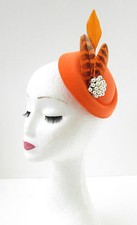 White Silver Feather Pearl Pillbox Hat Fascinator Headpiece 1920s Vtg Ascot B69