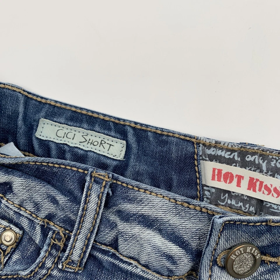 Pantalones Cortos Hot Kiss Para Mujer Talla 5 Cici Denim Envejecido Botín Elástico Playa Foto 2 de 4