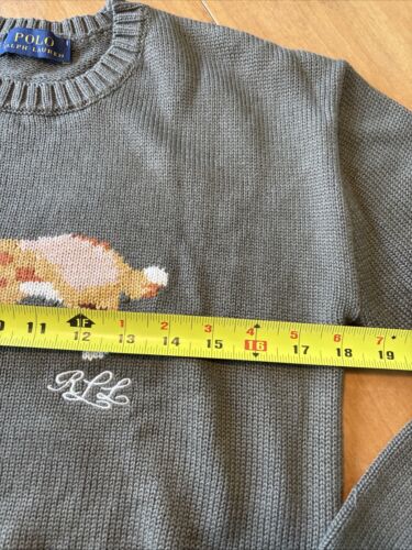 155 Ralph Lauren CORGI Dog Intarsia Knit Sweater Jumper taupe L runs small NEW - Picture 3 of 8