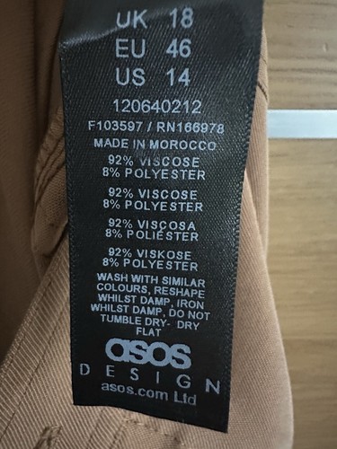 ASOS Size 18 Slim Cargo Trousers Tan Brown New BG4 - Picture 4 of 5