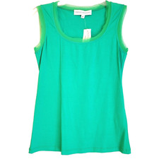 NWT Donna Degnan Green Mesh Edge Sleeveless Blouse Tank - Made in USA! - S / P