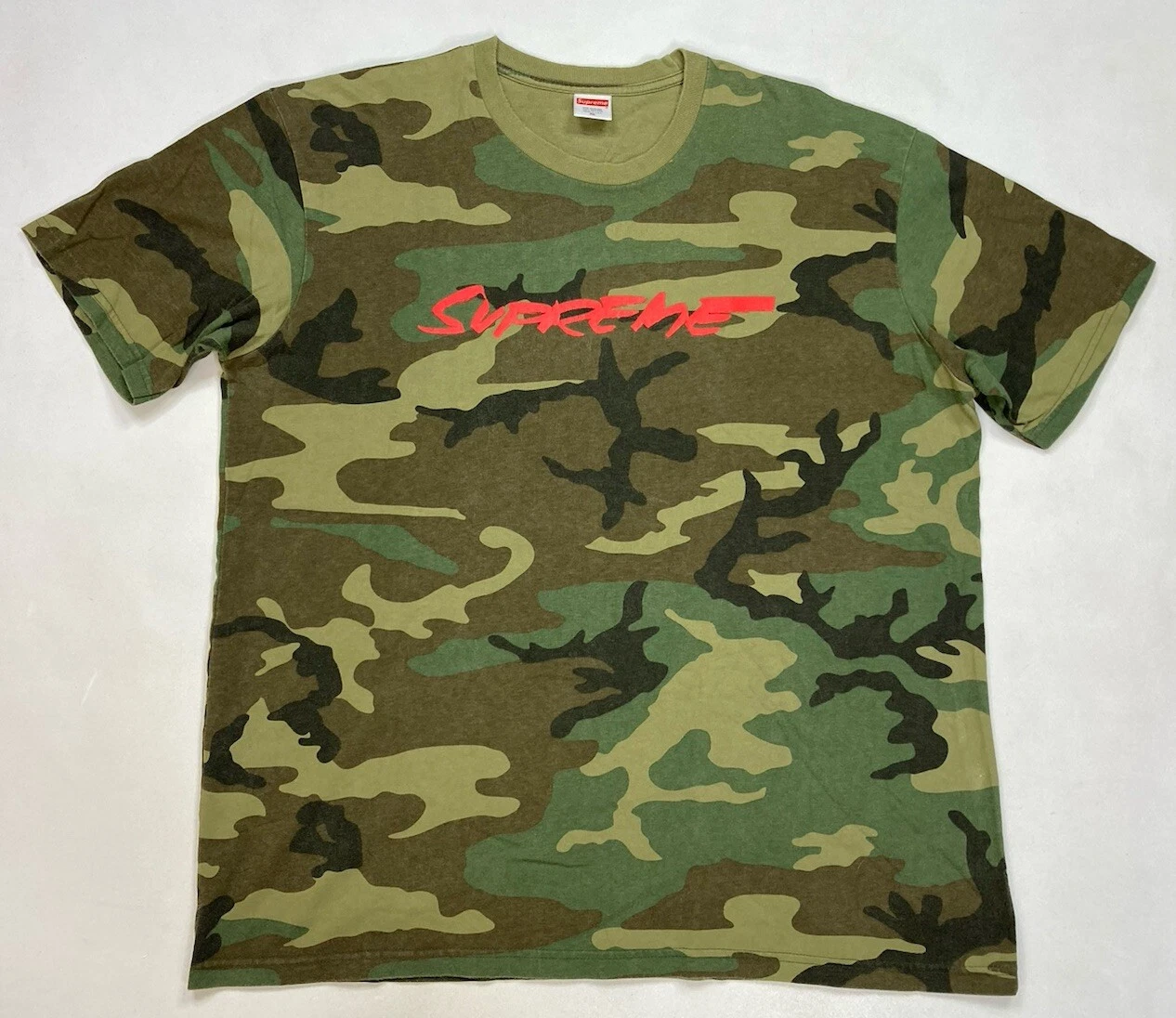 T shirt graphique Supreme Futura homme XL vert camouflage bois manches courtes FW20