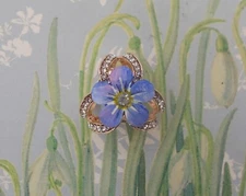 FORGET-ME-NOT SCARF RING Blue Wedding Scarf Ring Friendship Gift HAND PAINTED
