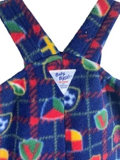 Vintage Oshkosh B'Gosh Baby Fleece Overalls Vestbak 12M Boy Girl Sports Print