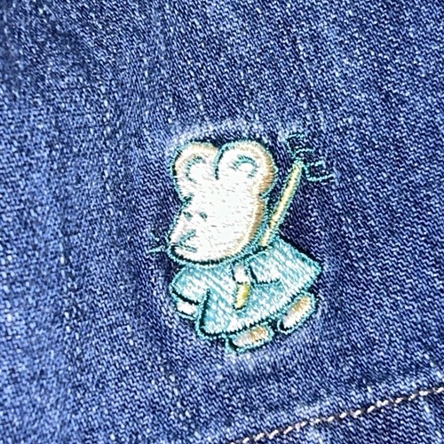 Vintage Oshkosh Bgosh Babygirl 3 Mice Blue Jean Denim Dress Sz 18 Mo - Picture 10 of 11