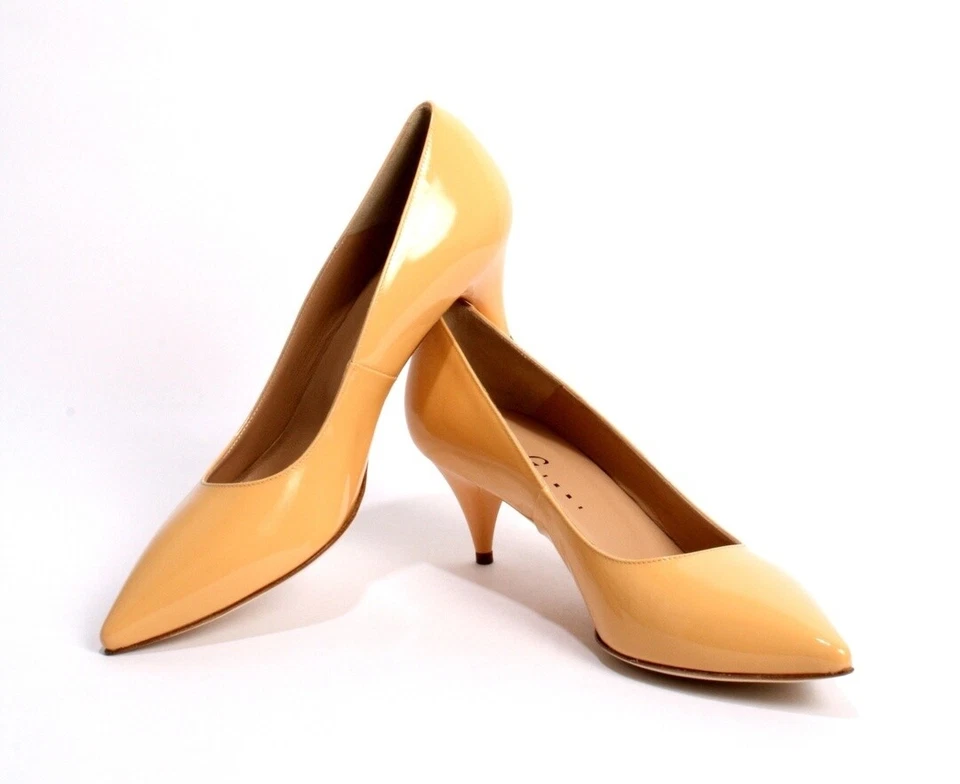 Zapatos Gibellieri 1990f charol albaricoque punta puntiaguda 41 / EE. UU. 11 Foto 2 de 4