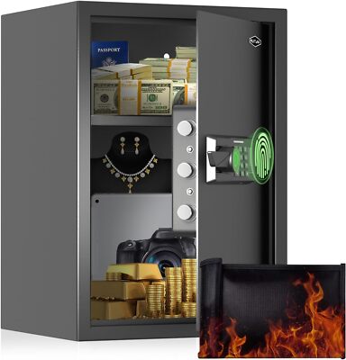 Mutak Single Door Biometric 2.0 cu.ft Safe Box with Fireproof Bag&Alarm System