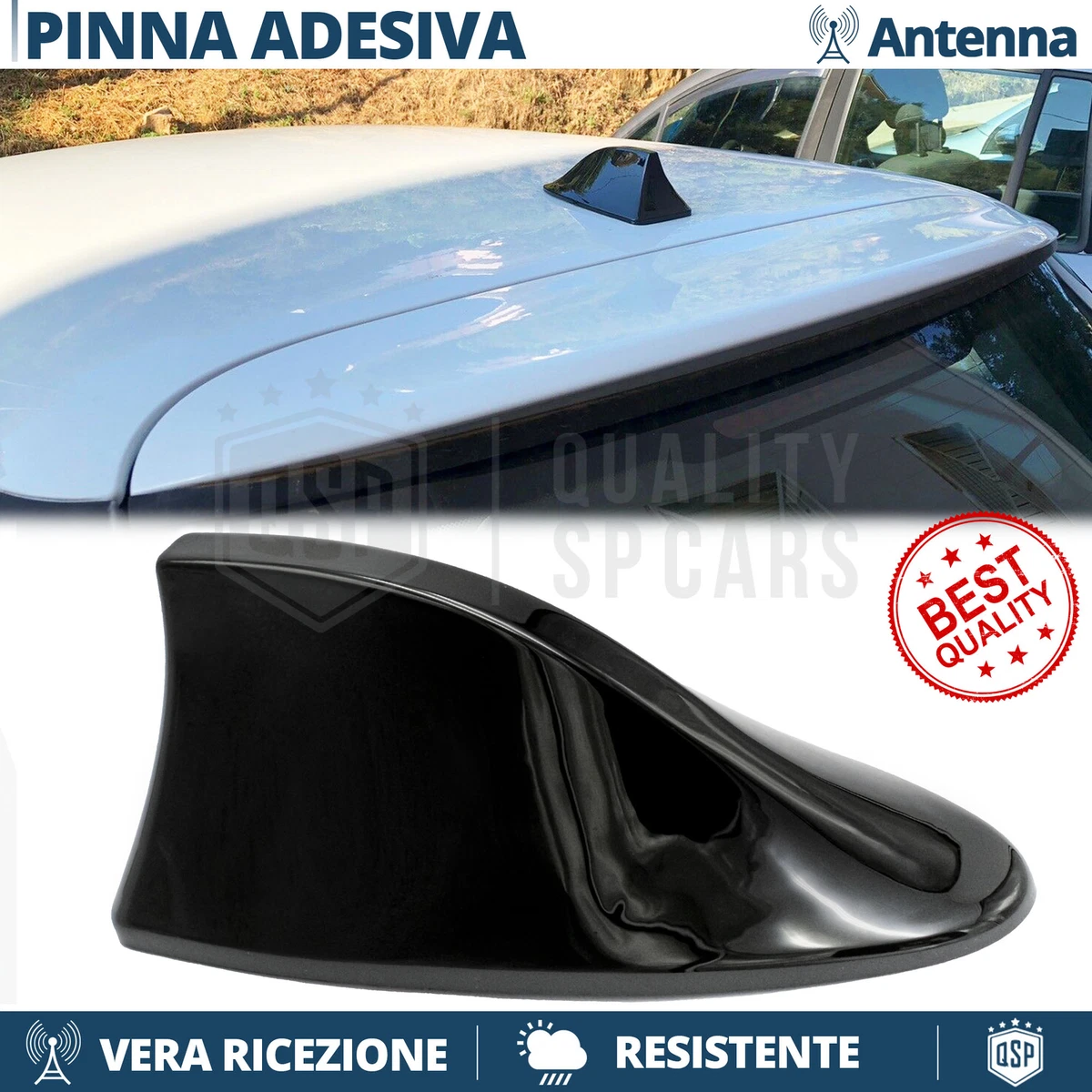 ANTENNA PINNA SQUALO Nera PER Toyota Rav4 VERA Ricezione RADIO AM-FM