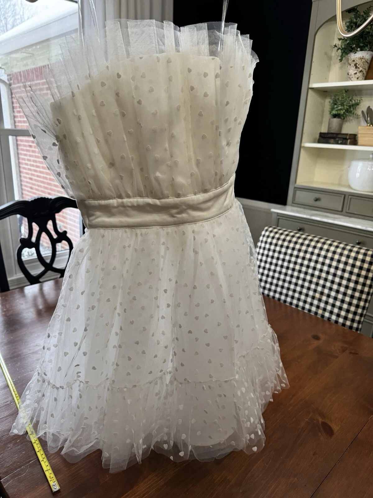 Abito San Valentino o Fidanzamento Mini Tulle Organza Cuore Pois Senza Spalline Piccolo