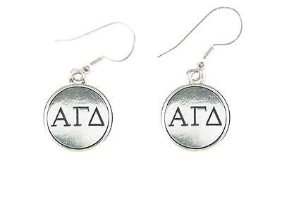 Alpha Gamma Delta Sorority Polished Circle Silver Chain Necklace Jewelry Rush