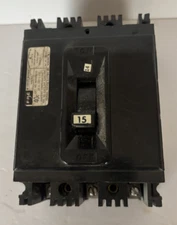 Federal Pacific Type NEF 15 Amp 3 Pole 480 V.A.C. Bolt On Circuit Breaker