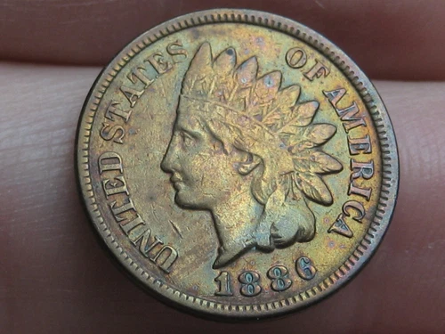 1886 Indian Head Cent, Variety 2, T2, Type 2, VF/XF Details