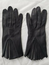 Hermes Vintage Women's Leather Gloves - Black - Size 7.5
