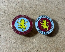 ASTON VILLA PAUL LAMBERT'S CLARET & BLUE ARMY ENAMEL FOOTBALL BADGES