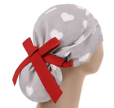 Scrub hats, nurse scrub cap, womens surgical hat, ponytail scrub cap hearts