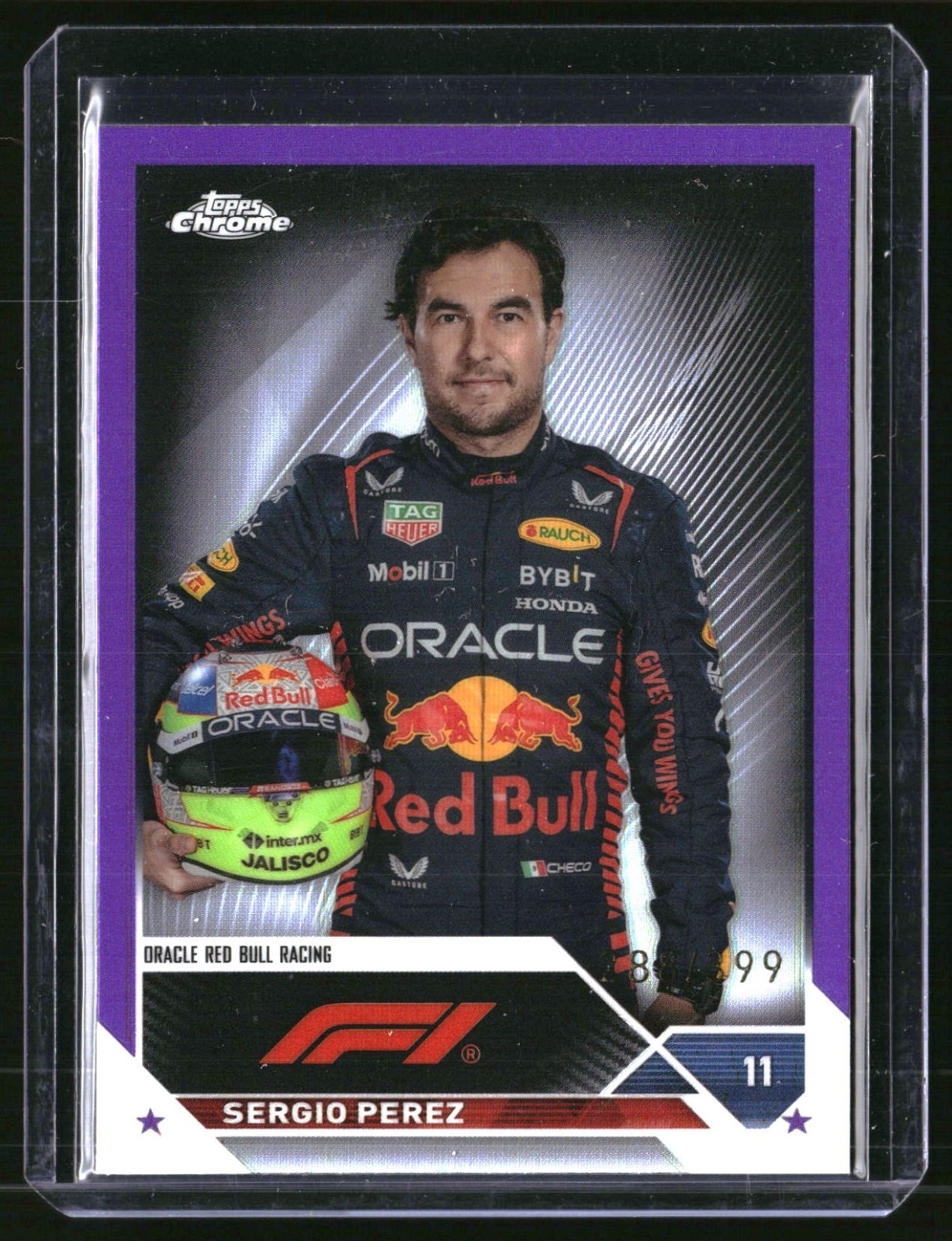 2023 Topps Chrome Formula 1 F1 Sergio Perez Portrait Purple Refractor 288/399 #9